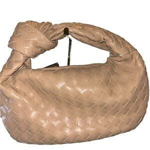 NWOT tan mini woven handbag